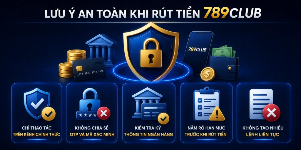 Một vài lưu ý an toàn khi thực hiện giao dịch rút tiền 789CLUB